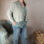 Jacket knit fluffy jade