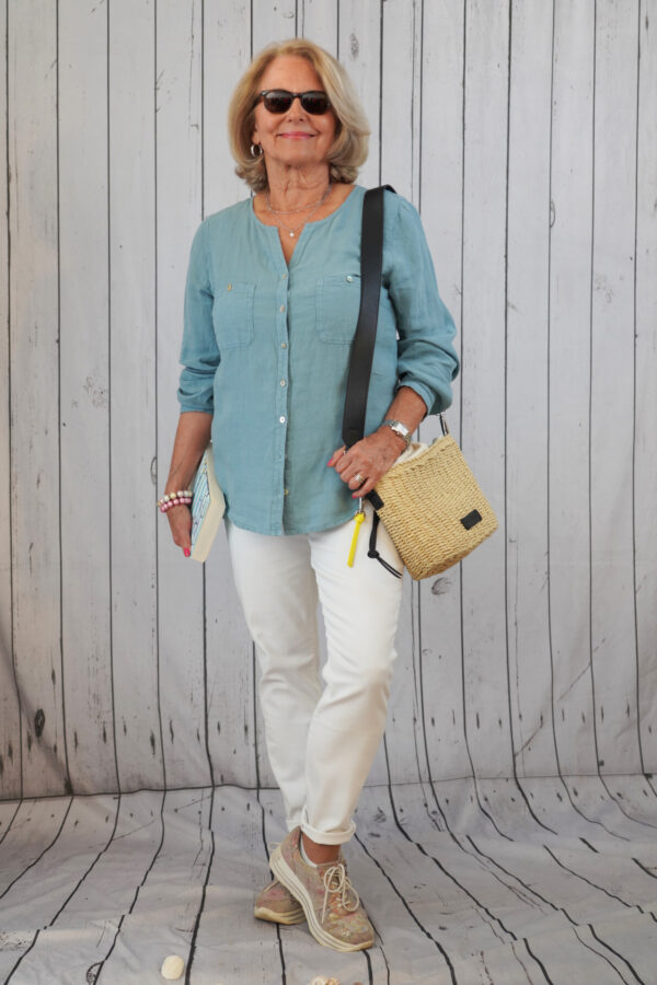 Leinenbluse steinblau